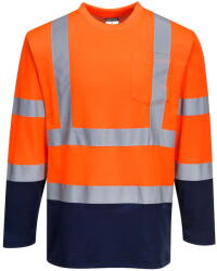 Portwest S280 - Kéttónusú, hosszú ujjú Cotton Comfort póló, narancs/tengerészkék (S280ONRM) - munkavedelemzona