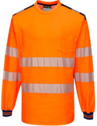 Portwest T185 - PW3 Hi-Vis hosszú ujjú póló, narancs/tengerészkék (T185ONR5XL) - munkavedelemzona