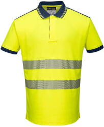 Portwest T180 - PW3 Hi-Vis jól láthatósági pólóing S/S, sárga/tengerészkék (T180YNRM) - munkavedelemzona