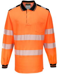 Portwest T184 - PW3 Hi-Vis hosszú ujjú pólóing, narancs/tengerészkék (T184ONR4XL) - munkavedelemzona