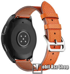 Okosóra szíj - NARANCSSÁRGA - valódi bőr - 115mm + 92mm hosszú, 20mm széles - SAMSUNG Galaxy Watch 42mm / Amazfit GTS / Galaxy Watch3 41mm / HUAWEI Watch GT 2 42mm / Galaxy Watch Active / Active 2
