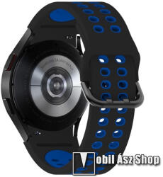 Okosóra szíj - légáteresztő, sportoláshoz, szilikon, 95mm + 130mm hosszú - FEKETE / SÖTÉTKÉK - SAMSUNG Galaxy Watch5 44mm (SM-R915F) / Watch5 40mm (SM-R905F) / Galaxy Watch5 Pro (SM-R925F)