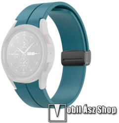  Okosóra D-gyűrűs sportszíj - SÖTÉTKÉK - szilikon, speciális csatos - 20mm széles - SAMSUNG Galaxy Watch5 44mm (SM-R915F) / Watch5 40mm (SM-R905F) / Galaxy Watch5 Pro (SM-R925F)
