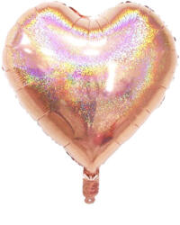 Balloons4party Balon folie inima holograma rose gold 45 cm - articole-petreceri - 19,99 RON