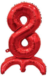Balloons4party Balon folie cifra 8 rosu Stand Up 80 cm