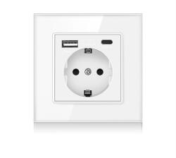 Luxion Priza Simpla + USB-A + USB-C LUXION cu Rama din Sticla