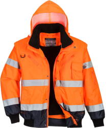 Portwest C465 - Hi-Vis 3 az 1-ben kontrasztos bomber dzseki, narancs/tengerészkék (C465ONRXXXL) - munkavedelemzona