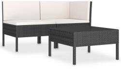 vidaXL Set mobilier cu perne, 3 piese, negru, poliratan 310186