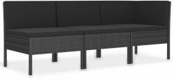 vidaXL Set mobilier cu perne, 3 piese, negru, poliratan 310203