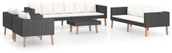 vidaXL Set mobilier cu perne, 5 piese, negru, poliratan 3059333