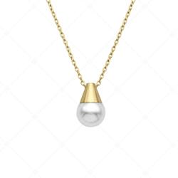 BALCANO - Ariel / Nemesacél gyöngy medálos nyaklánc, 18K arany bevonattal / 42 cm