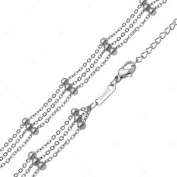 BALCANO - Beaded Cable / Nemesacél bogyós lapított többsoros anker nyaklánc magasfényű polírozással / 42 cm