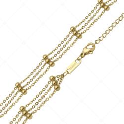 BALCANO - Beaded Cable / Nemesacél bogyós lapított többsoros anker nyaklánc 18K arany bevonattal / 42 cm