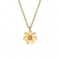  BALCANO - Daisy / Nemesacél nyaklánc százszorszép alakú medállal és 18K arany bevonattal / 42 cm