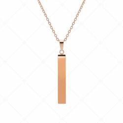 BALCANO - Bacchetta / Nemesacél nyaklánc gravírozható pálca medállal és 18K rozé arany bevonattal / 42 cm
