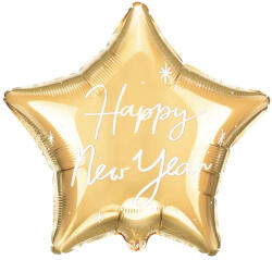 PartyDeco S. r. o Happy New Year, csillag alakú, arany fólia lufi 47x50 cm