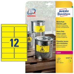 Avery Zweckform 99, 1*42, 3 mm-es Avery Zweckform A4 íves etikett címke, sárga színű (20 ív/doboz) (L6107-20) - cimke-nyomtato