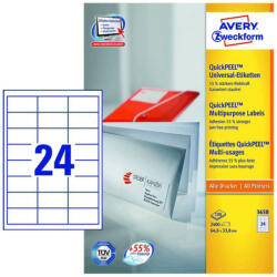 Avery Zweckform 64, 6*33, 8 mm-es Avery Zweckform A4 íves etikett címke, fehér színű (100 ív/doboz) (3658) - cimke-nyomtato