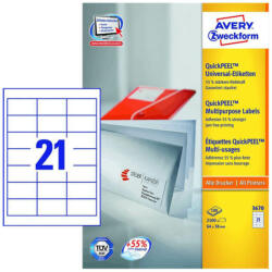 Avery Zweckform 64*36 mm-es Avery Zweckform A4 íves etikett címke, fehér színű (100 ív/doboz) (3670) - cimke-nyomtato