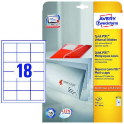 Avery Zweckform 64*45 mm-es Avery Zweckform A4 íves etikett címke, fehér színű (25 ív/doboz) (6171) - cimke-nyomtato