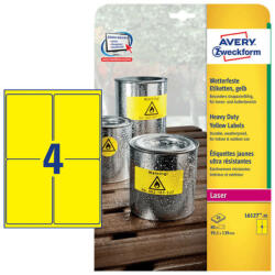 Avery Zweckform 99, 1*139 mm-es Avery Zweckform A4 íves etikett címke, sárga színű (20 ív/doboz) (L6127-20) - cimke-nyomtato