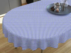 Goldea față de masă 100% bumbac - carouri albastre și albe - ovală 120 x 160 cm Fata de masa