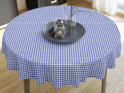Goldea față de masă 100% bumbac - carouri albastre și albe - rotundă Ø 120 cm