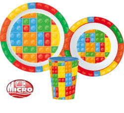 Bricks, Lego mintázatú étkészlet, micro műanyag szett (STF11143) - kidsfashion