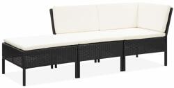 vidaXL Set mobilier cu perne, 3 piese, negru, poliratan 48960
