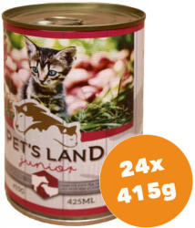 Pet's Land Pet s Land Cat Junior Konzerv Marhamáj-Bárányhús almával 24x415g