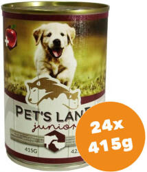 Pet's Land Pet s Land Dog Junior Konzerv Marhamáj-Bárányhús almával 24x415g