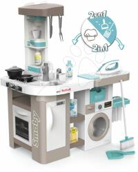 Smoby Bucătărie electronică cu mașină de spălat și masă de călcat Tefal Cleaning Kitchen 360° Smoby cu sunete si aparate functionale 36 accesorii 100 cm inaltime/51 cm blat (SM311050) Bucatarie copii