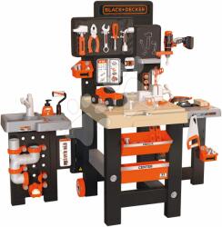 Smoby Masa de lucru triplă Black&Decker Mega Center Smoby instalare, instalații, vopsire și lipire 100 accesorii 103 cm înălțime (SM360726) Set bricolaj copii