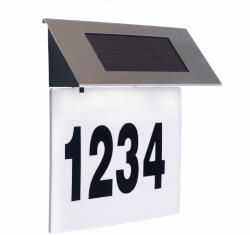 AVX Placa numar poarta casa iluminata LED, incarcare solara, carcasa din INOX