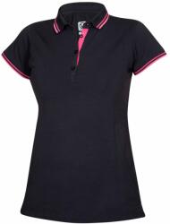 Ardon Női galléros póló FLORET - Fekete / rózsaszín | XL (H6319/XL)