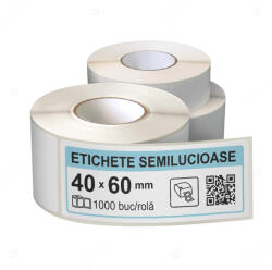 LabelLife Rola etichete autoadezive semilucioase 40x60 mm, adeziv permanent, 1000 etichete rola (ER07R40X60CA)