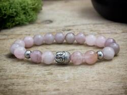 R. M. ékszer Buddha rózsakvarc ásvány karkötő (1055RM15)