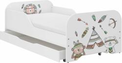  Pătuț pentru copii MIKI 160x80cm cu saltea cadou, fără spațiu de depozitare pentru lenjerie de pat - sat indian
