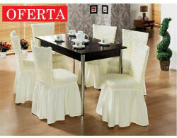 Sabry Set 6 huse elastice pentru scaune - material creponat, cu volane decorative (EDS552)