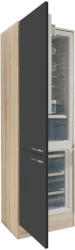 Leziter Yorki 60-as alulfagyasztós hűtős kamra szekrény sonoma tölgy korpusz selyemfényű antracit fronttal (YKAFH60STSA) - leziteronline