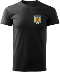 DRAGOWA tricou stema mică color a Romăniei, negru 160g/m2