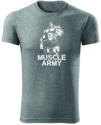 DRAGOWA tricou pentru bărbati de fitness muscle army man, gri 180g/m2