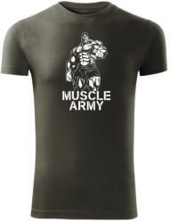 DRAGOWA tricou pentru bărbati de fitness muscle army man, oliv 180g/m2
