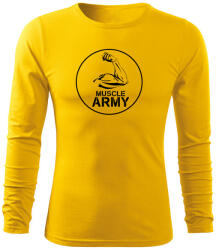 DRAGOWA Fit-T tricou cu mânecă lungă muscle army biceps, galben 160g/m2