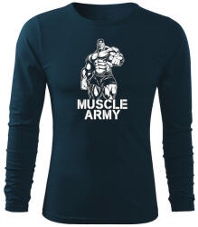 DRAGOWA Fit-T tricou cu mânecă lungă muscle army man, albastru închis160g/m2
