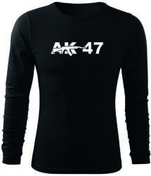 DRAGOWA Fit-T tricou cu mânecă lungă ak47, negru 160g/m2