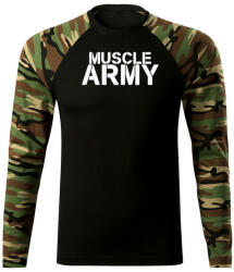 DRAGOWA Fit-T tricou cu mânecă lungă muscle army, woodland160g/m2