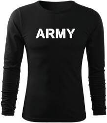 DRAGOWA Fit-T tricou cu mânecă lungă army, negru 160g/m2