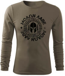 DRAGOWA Fit-T tricou cu mânecă lungă Molon Labe, măsliniu160g/m2