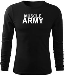 DRAGOWA Fit-T tricou cu mânecă lungă muscle army, negru 160g/m2